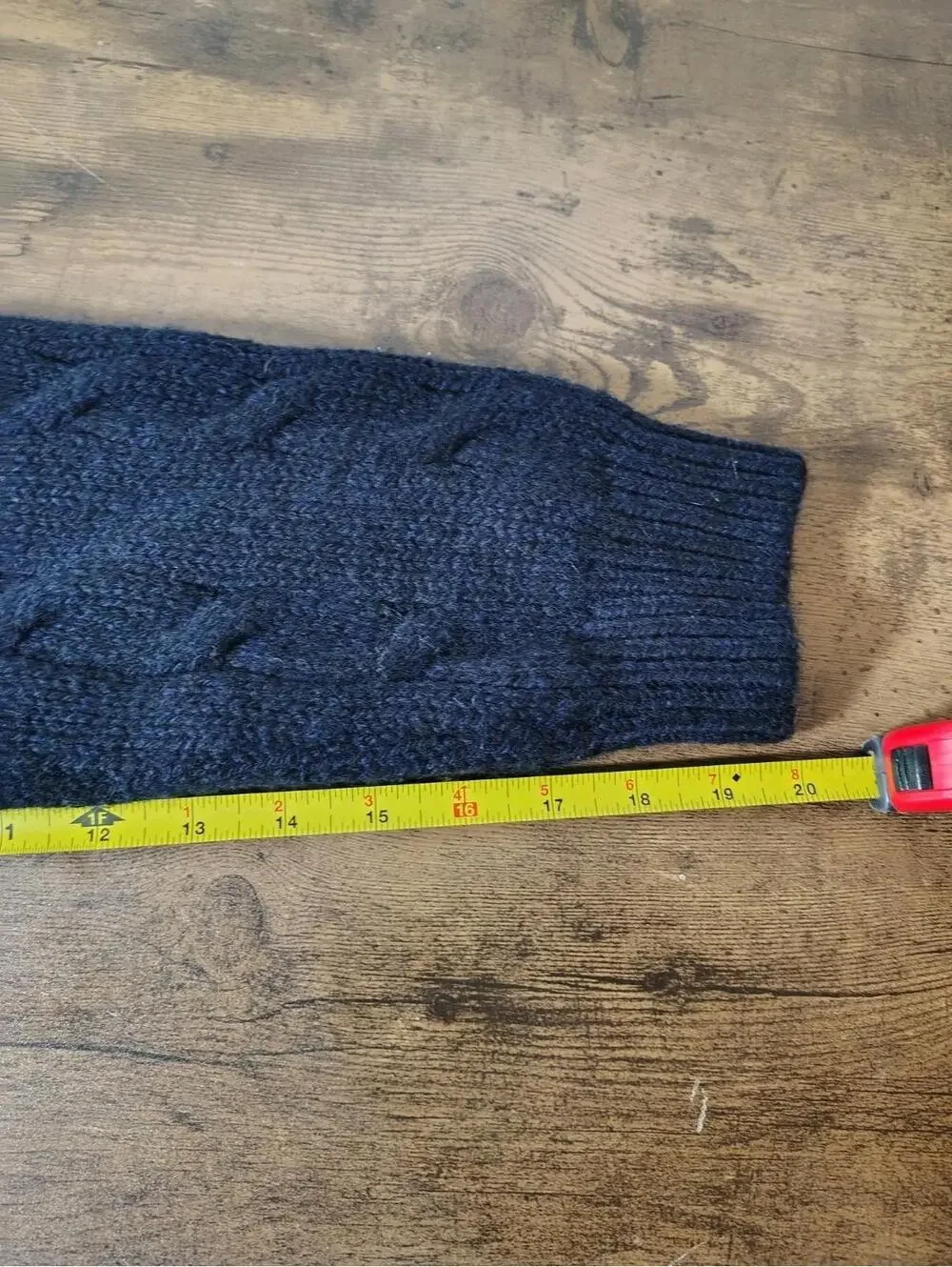 Brandy Melville Varsity Sweater Women's Medium Navy Wool Chunky Cable Knit Y2K